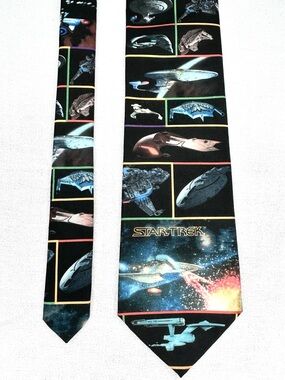 Vintage Star Trek Tie Ralph Marlin Star Ship Montage Novelty Tie 3 3/4” Sci Fi
